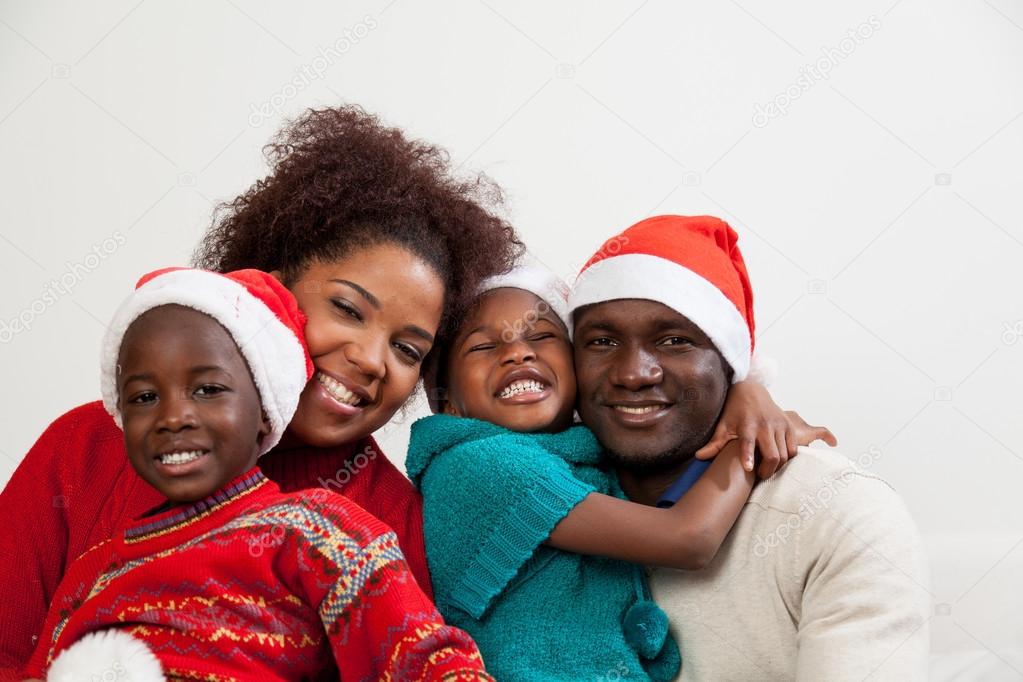 African family together on christmas