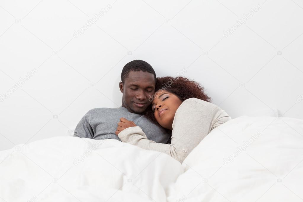 couple in love in the bed