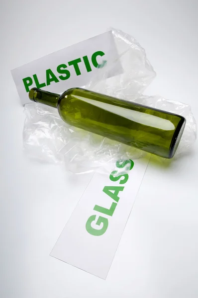 Recycling, papier en glas — Stockfoto