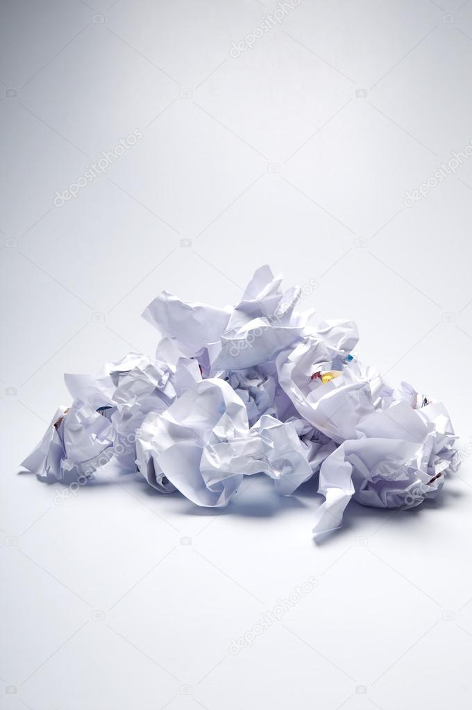 white recycle crumpled paper balls