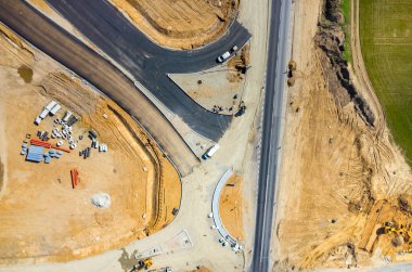 Yeni yol inşaat site havadan görünümü