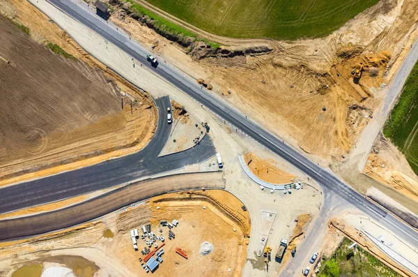 Nuova strada cantiere vista aerea — Foto Stock