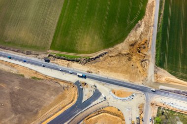 Yeni yol inşaat site havadan görünümü