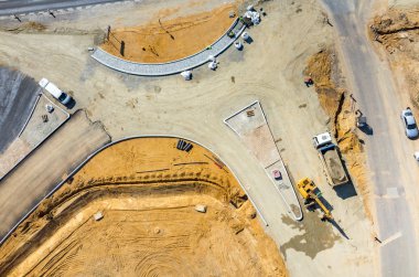 Yeni yol inşaat site havadan görünümü