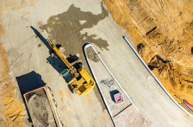 Yeni yol inşaat site havadan görünümü