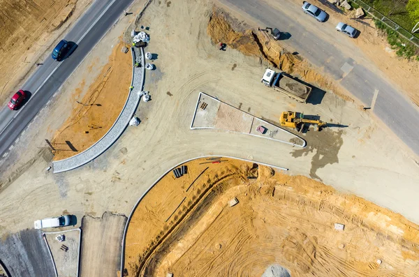 New road construction site aerial view — Stock Photo, Image