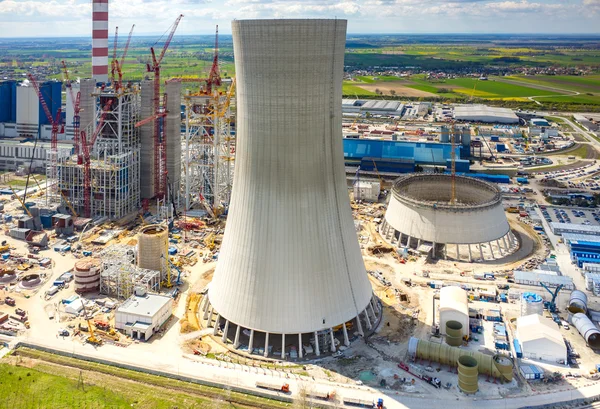 Construction site of the new modern power station aerial view — Stock Photo, Image