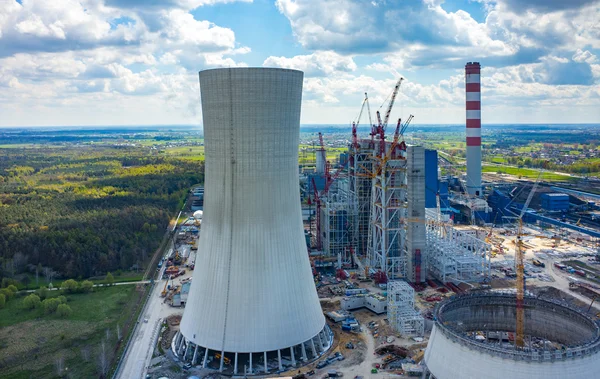 Construction site of the new modern power station aerial view — Stock Photo, Image