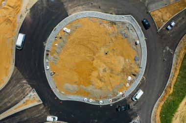 Yeni yol inşaat site havadan görünümü