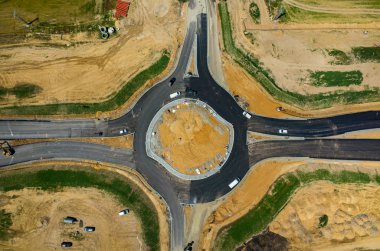 Yeni yol inşaat site havadan görünümü