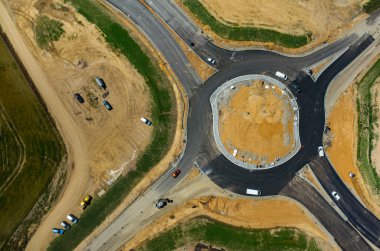 Yeni yol inşaat site havadan görünümü