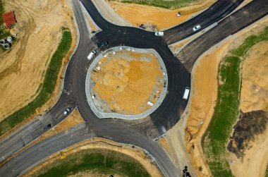 Yeni yol inşaat site havadan görünümü