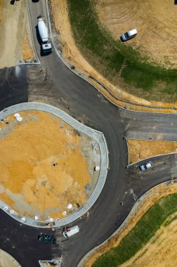 Yeni yol inşaat site havadan görünümü