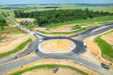 Yeni yol inşaat site havadan görünümü