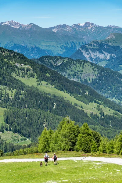 Touristen klettern in den Alpen — Stockfoto