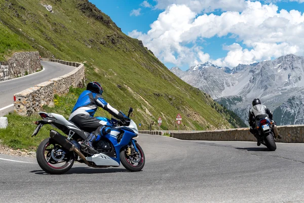 Motorbike on Passo Stelvio — Stock Photo, Image