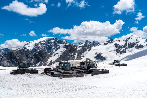 Snowplows in the high Alps Austria