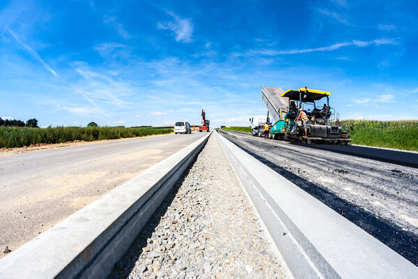 Road rollers working on the construction site