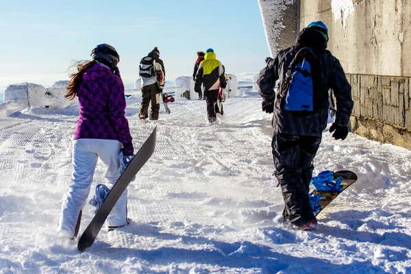 Snowboardosok — Stock Fotó