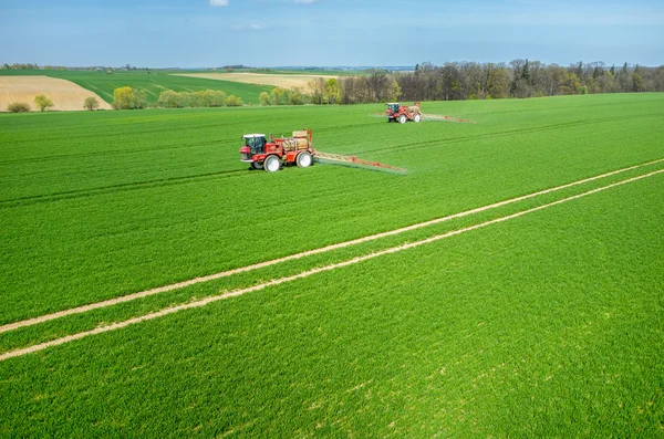 A légi felvétel a traktor — Stock Fotó