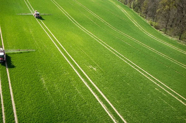 A légi felvétel a traktor — Stock Fotó