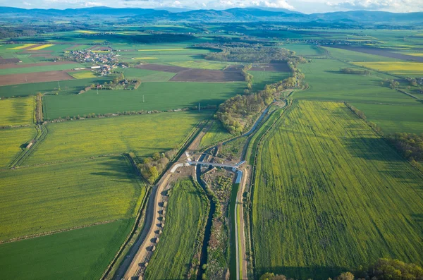 Luchtfoto op een klein dorp — Stockfoto