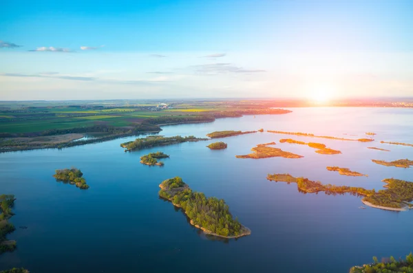 Flygfoto på en solnedgång — Stockfoto