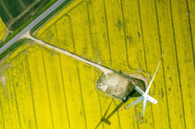 Yel değirmenleri havadan görünümü