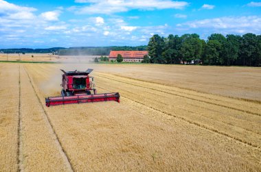 Birleştirir ve buğday sahada çalışan Traktörler
