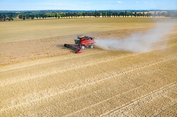 Werken aan het tarweveld combineren — Stockfoto