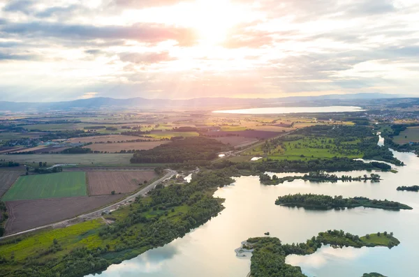 Flygfoto på en solnedgång — Stockfoto