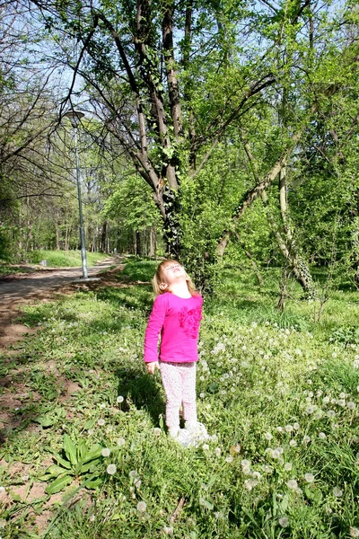 Молодая девушка в общественном парке — стоковое фото