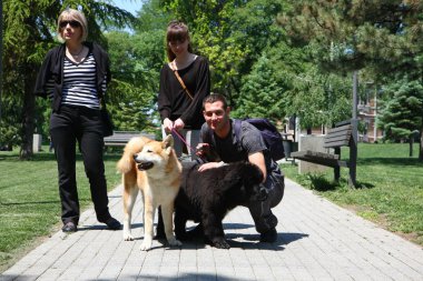 Köpekler ve gurur sahiplerinin poz