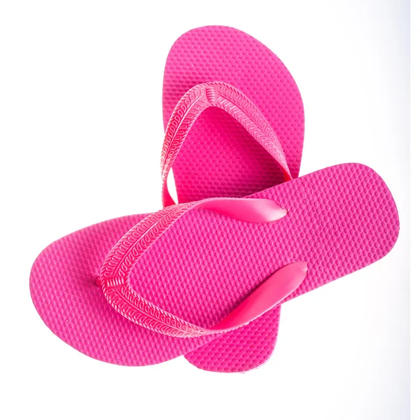 Paar Roze Flip Flops Geïsoleerd Witte Achtergrond — Stockfoto