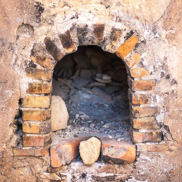 Nahaufnahme Des Alten Stein Und Ziegelkamin — Stockfoto