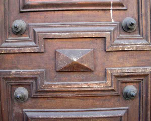 Carved Detail Old Wooden Door Close — Stock Photo, Image