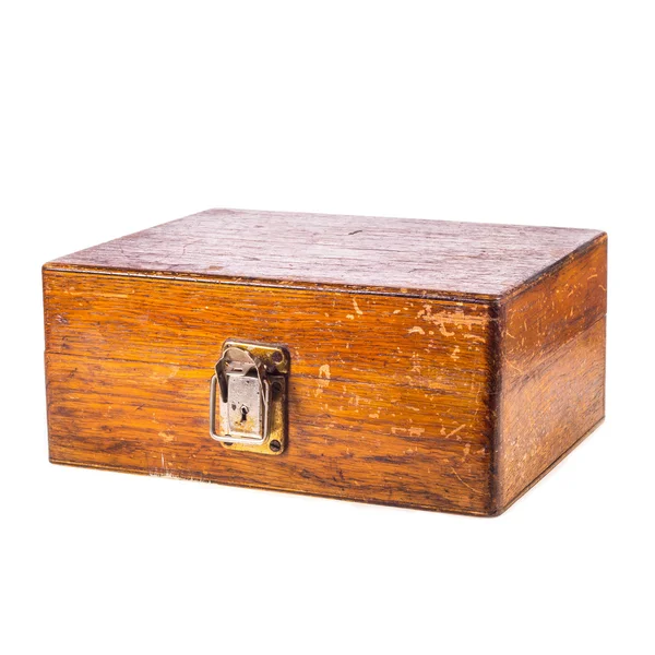 Old Wooden Box Locker White Background — Stock Photo, Image