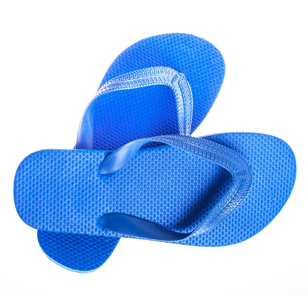Paar Blaue Flip Flops Isoliert Auf Weißem Hintergrund lizenzfreie Stockfotos