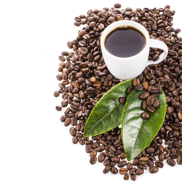 Cup with roasted coffee beans — Stock Photo, Image