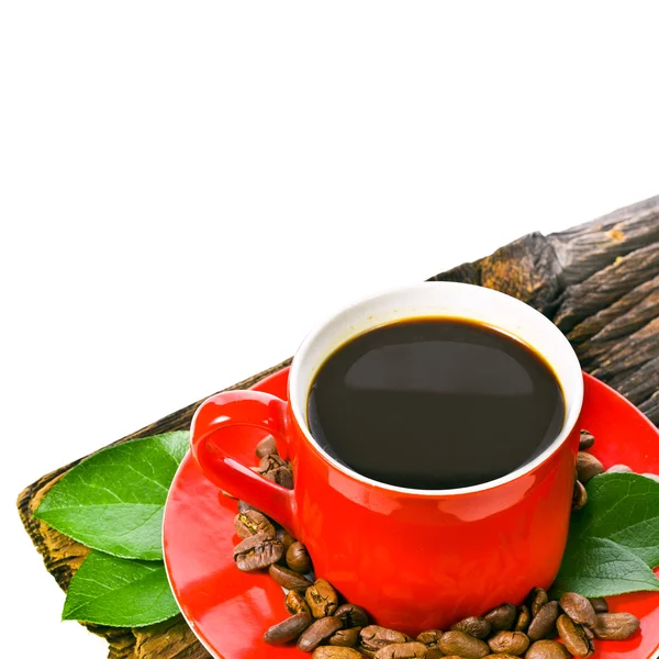 Cup of coffee with roasted beans — Stock Photo, Image