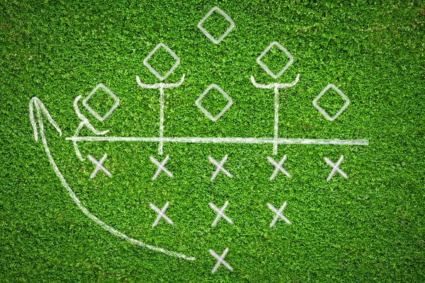 Plan gry piłki nożnej na trawa tło — Zdjęcie stockowe