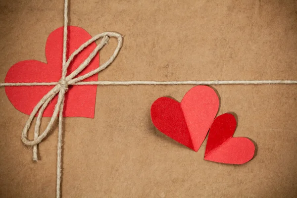 Colorful  red paper heart on vintage paper — Stock Photo, Image