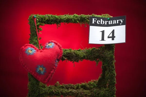 14 februari, Valentijnsdag, rood hart — Stockfoto