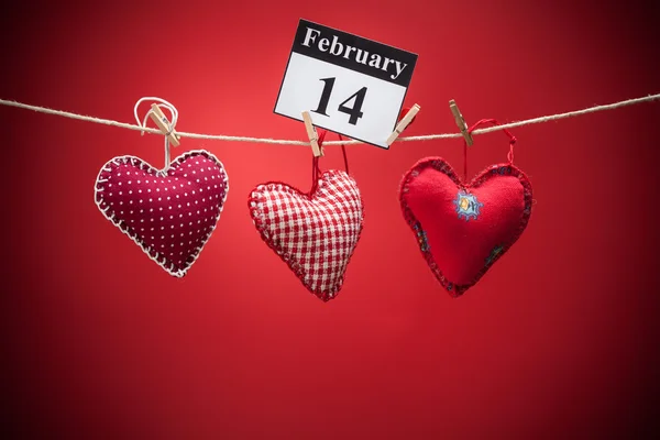 14. února, den svatého Valentýna, červené srdce — Stock fotografie