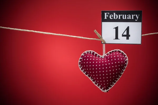 February 14, Valentine's day, red heart — Stock Photo, Image