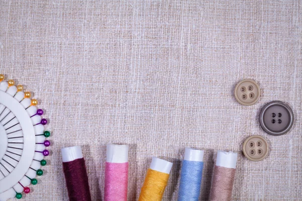 Vintage set of threads and buttons — Stock Photo, Image