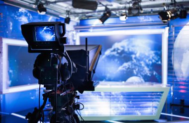 Video camera - recording show in TV studio clipart