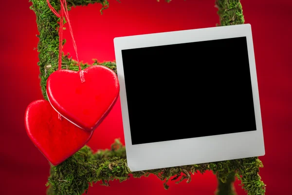 Blank photo frame on red background — Stock Photo, Image