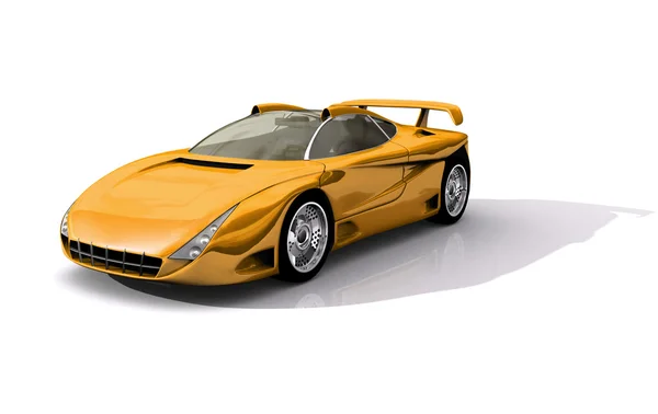3D-gele sportwagen — Stockfoto