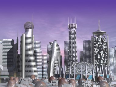 3D Sci-fi model şehir